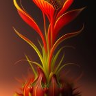 Colorful Rooster Artwork on Fiery Background