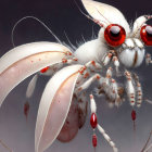 Detailed Fantasy Illustration: Whimsical Insect with Red Eyes and Translucent Wings