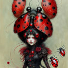 Surreal illustration of person with ladybug elements