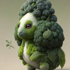 Green Broccoli-Like Creature Illustration with Cute Expression