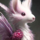 Whimsical digital illustration of pink creature with flowers