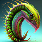 Colorful Chameleon Artwork with Exaggerated Open Mouth