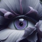 Vibrant blue iris within purple flower creates surreal image