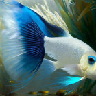 Colorful Betta Fish Swimming Among Underwater Plants