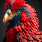 Colorful Parrot with Steampunk Eye and Red Feathers