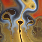 Abstract Blue, Orange, and Yellow Swirl Art with Hypnotic Patterns