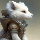 Detailed Illustration: Anthropomorphic White Fox in Medieval Armor