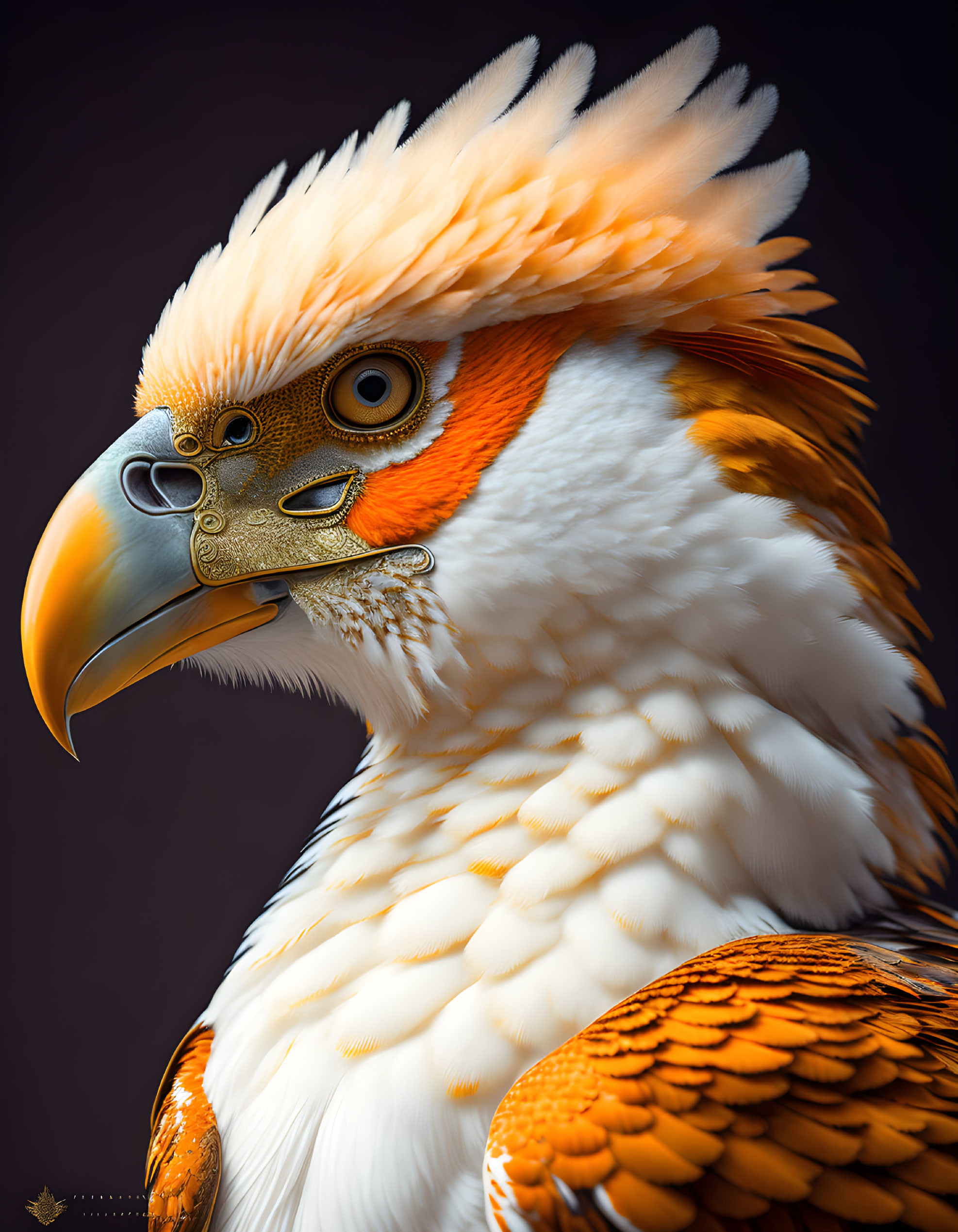 Detailed digital illustration of white and orange eagle with intricate feather patterns