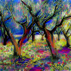 Colorful Impressionist-style Flower Landscape Painting