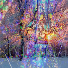 Colorful Lights Illuminate Snowy Winter Scene