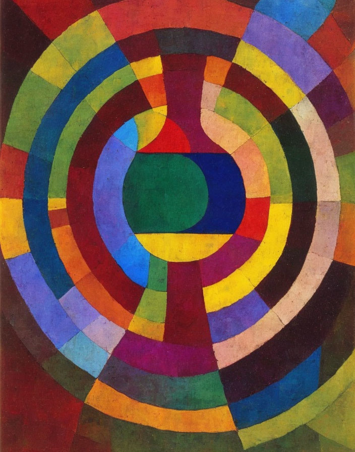 Vibrant Abstract Painting with Colorful Concentric Circles