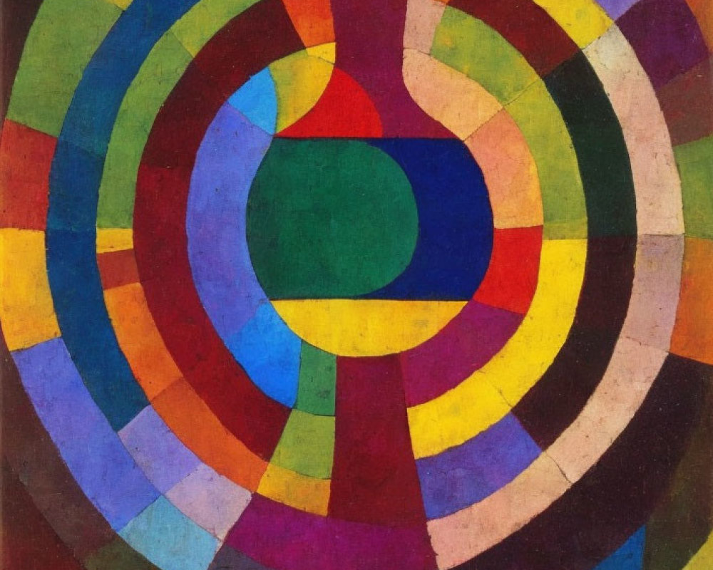 Vibrant Abstract Painting with Colorful Concentric Circles