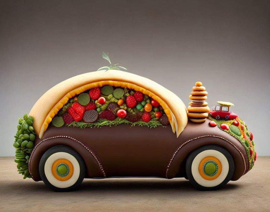 Sandwich-themed car with food-inspired wheels