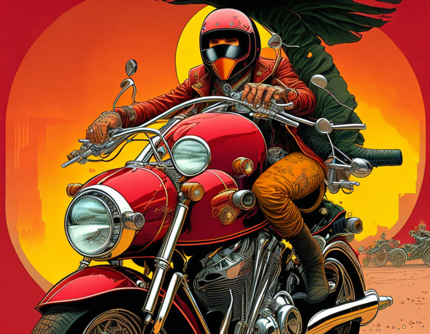 Person in Red and Black Riding Suit on Classic Red Motorcycle