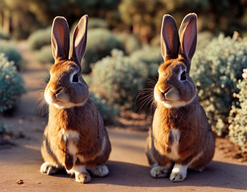 Exaggerated Eared Rabbits in Natural Setting