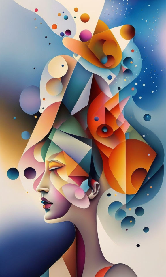 Colorful Abstract Art: Stylized Human Face with Geometric Shapes