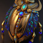 Ornate 3D Digital Artwork: Jewel-Encrusted Egg Design