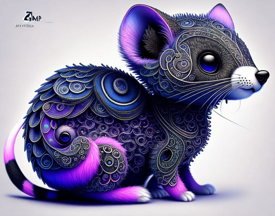 Vibrant digital artwork of stylized mouse with colorful patterns