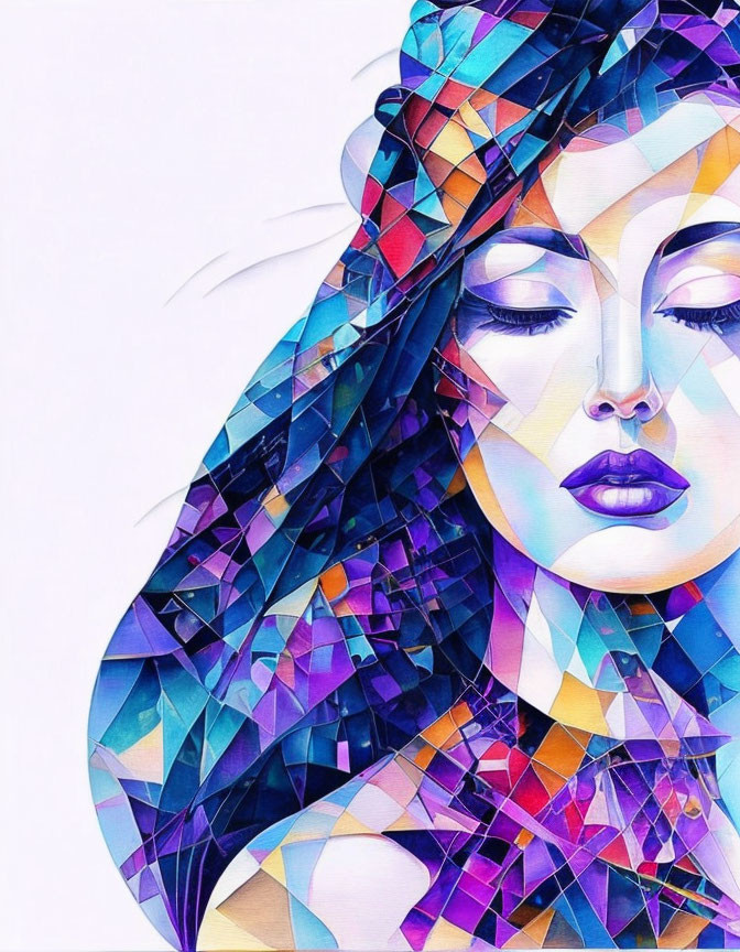 Vivid Purple Geometric Woman Illustration