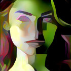 Vibrant digital portrait of a woman with colorful features