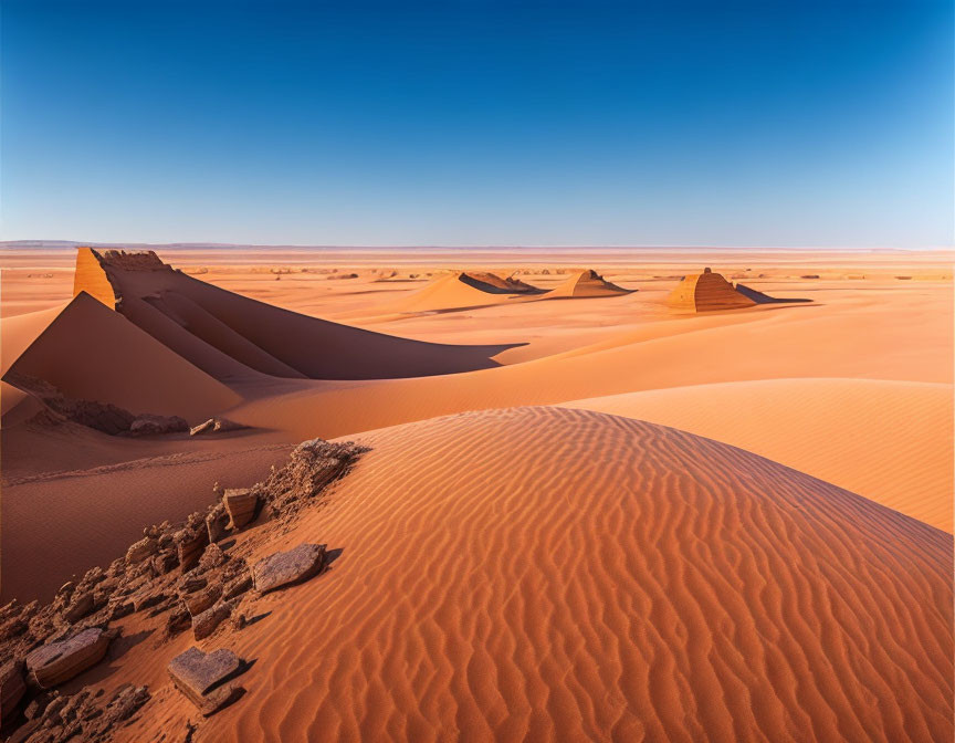 Orange Sand Dunes in Clear Blue Sky