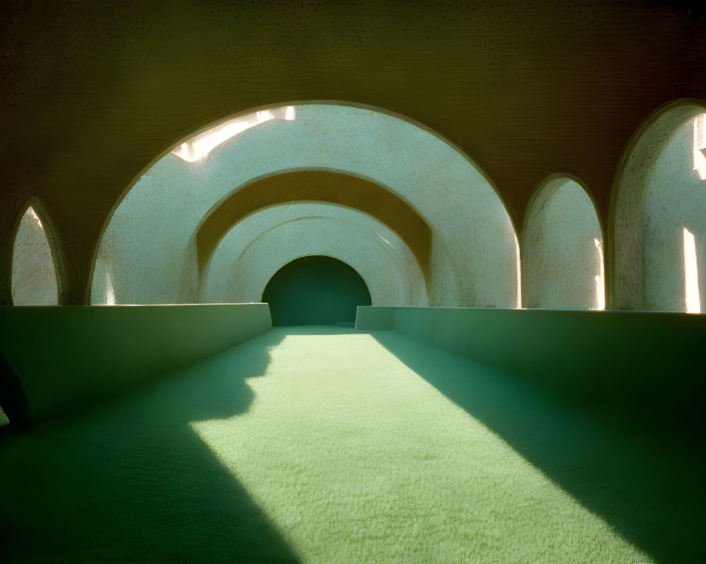 Cavernous space with arched ceilings and natural light casting shadows