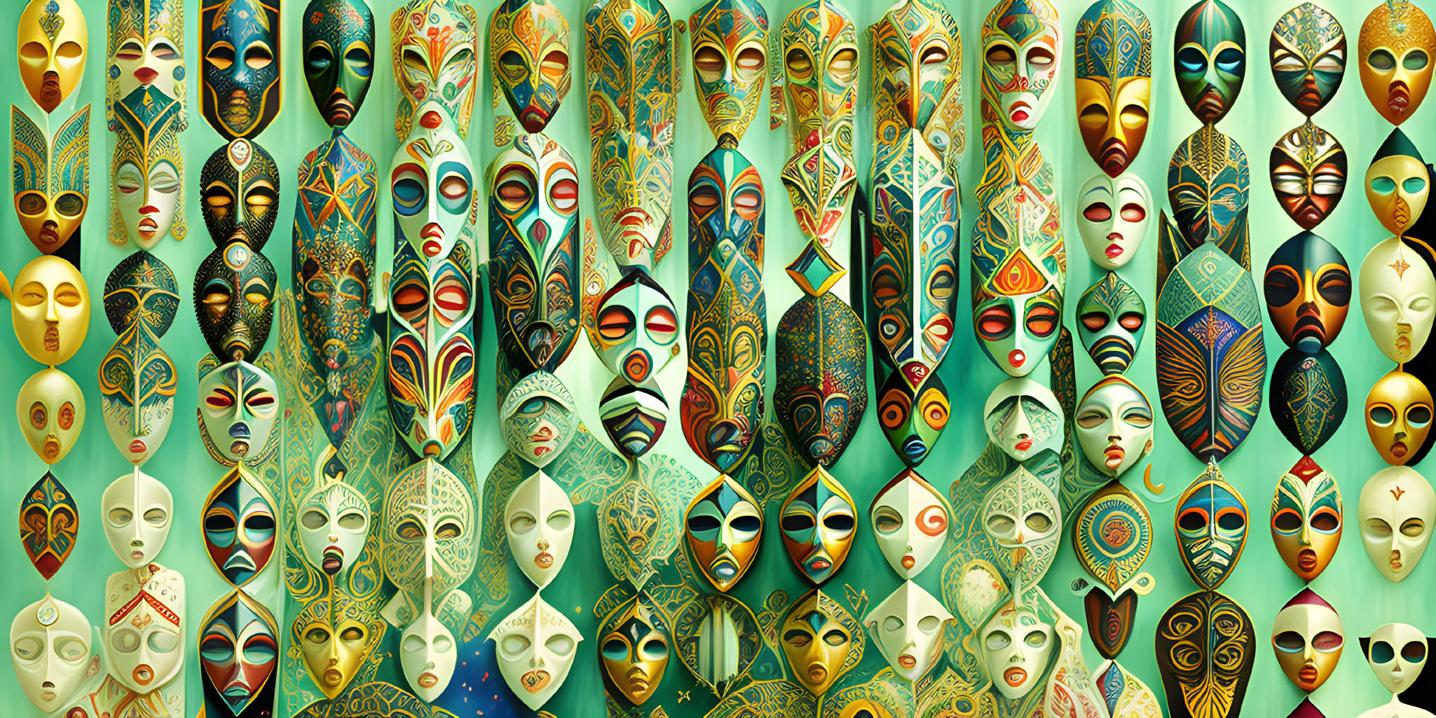 Colorful Stylized Masks with Various Patterns and Expressions