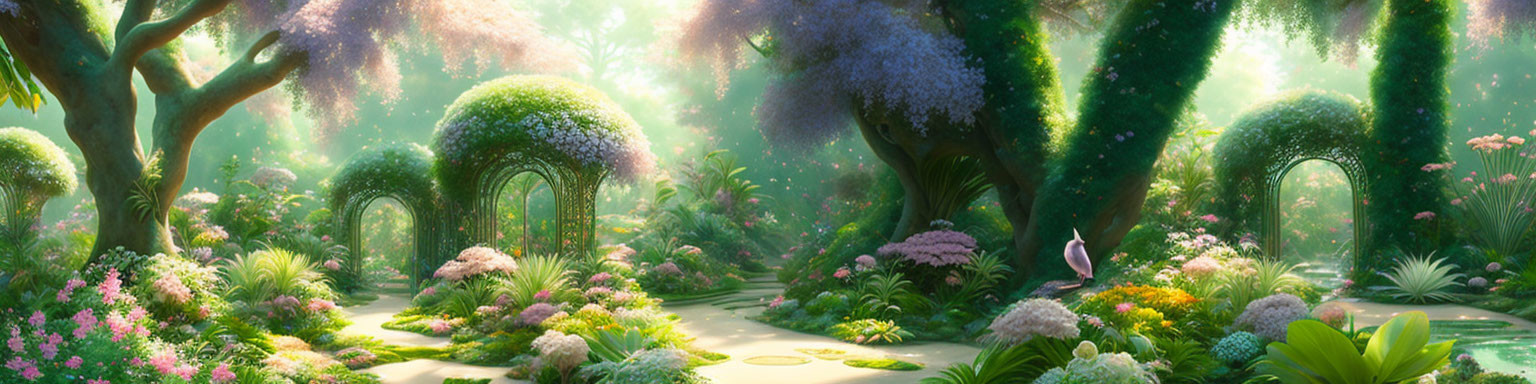 Serene unicorn in lush enchanted forest glade