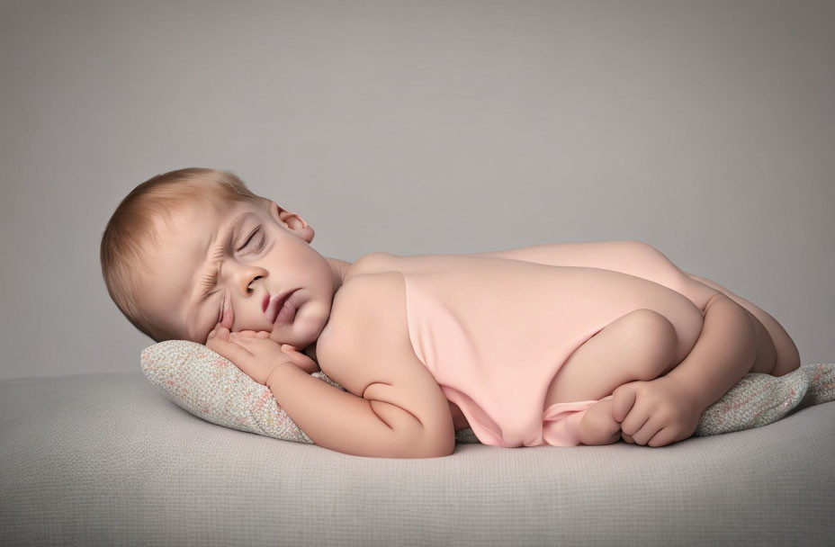 Serene baby sleeping peacefully in pastel bodysuit