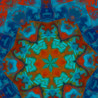 Intricate Fractal Design with Orange and Blue Floral Patterns