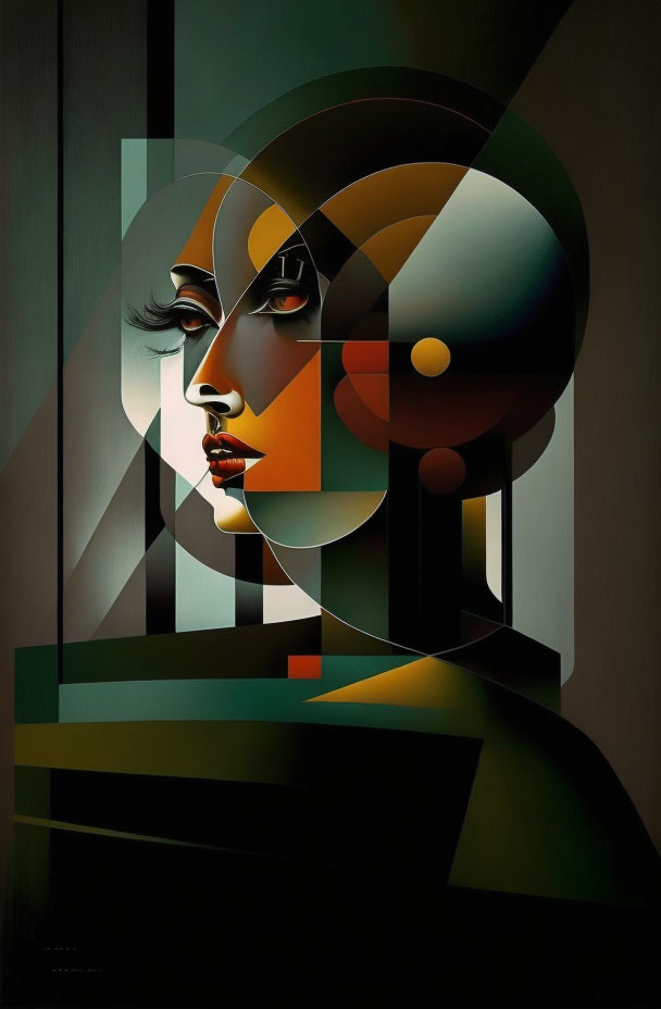 Stylized Portrait with Geometric Shapes and Bold Colors