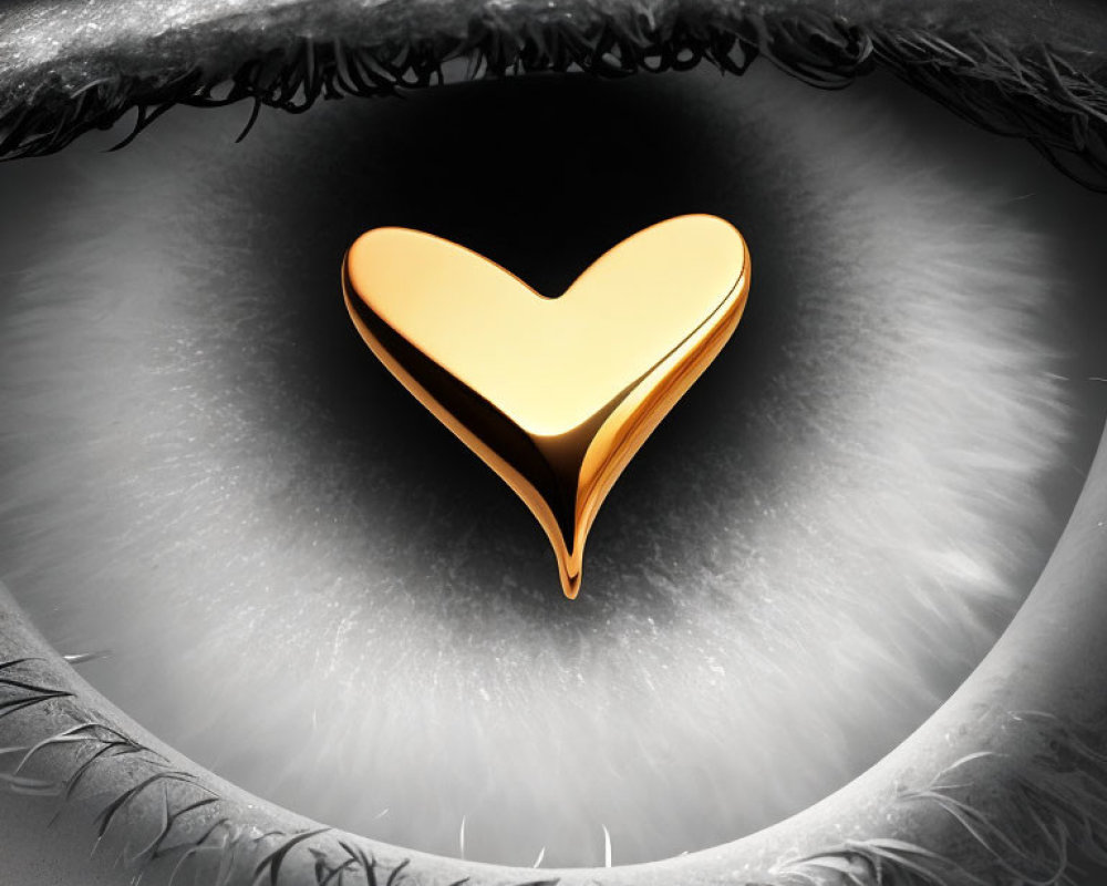 Heart-shaped symbol in detailed human iris for contrast