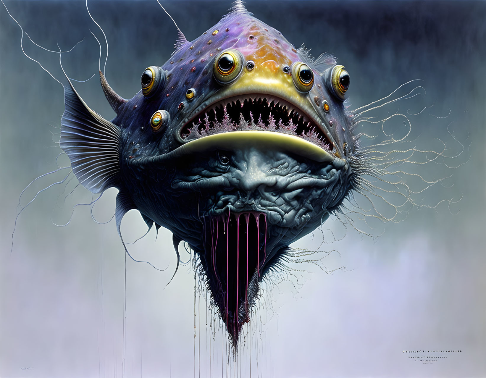 Surrealist image of fantastical deep-sea fish creature