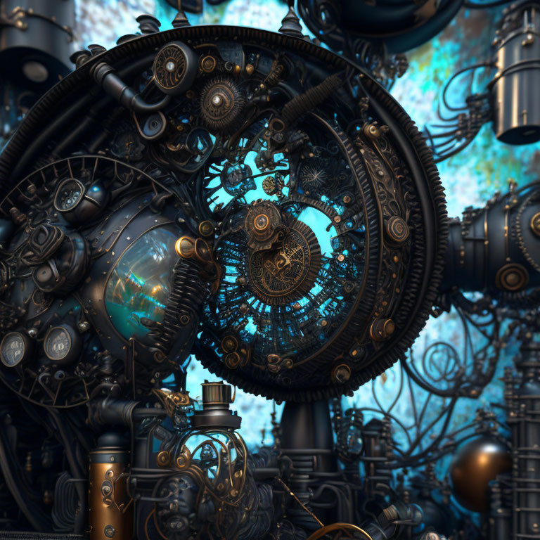 Intricate Steampunk Machinery with Gears and Pipes