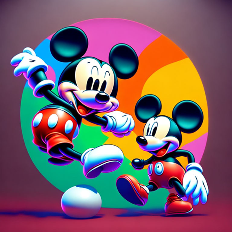 Colorful Mickey Mouse Characters in Dynamic Poses