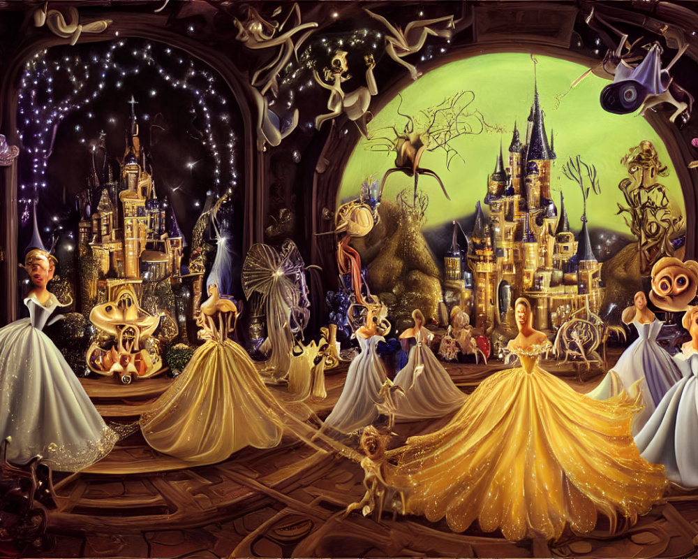 Magical Fantasy Artwork: Princesses, Castles, and Whimsical Characters in Ornate