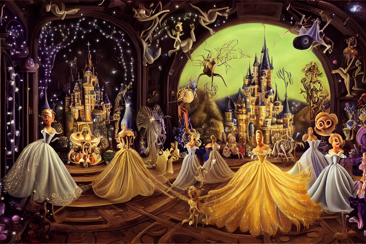 Magical Fantasy Artwork: Princesses, Castles, and Whimsical Characters in Ornate