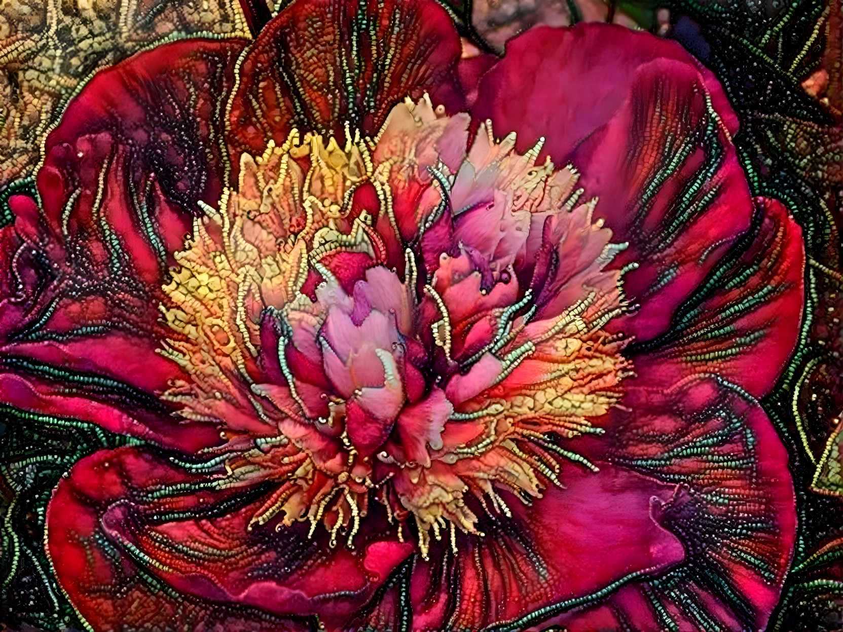 "Beaded" Peony