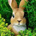 Brown and White Rabbit in Lush Greenery and Wildflowers