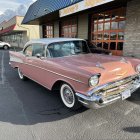 Classic Pink and White Chevrolet Bel Air at Retro Diner