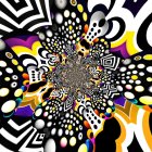 Colorful Abstract Vortex with Cosmic Galaxy Center and Circular Patterns