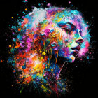 Vibrant iridescent circular patterns on human profile artwork