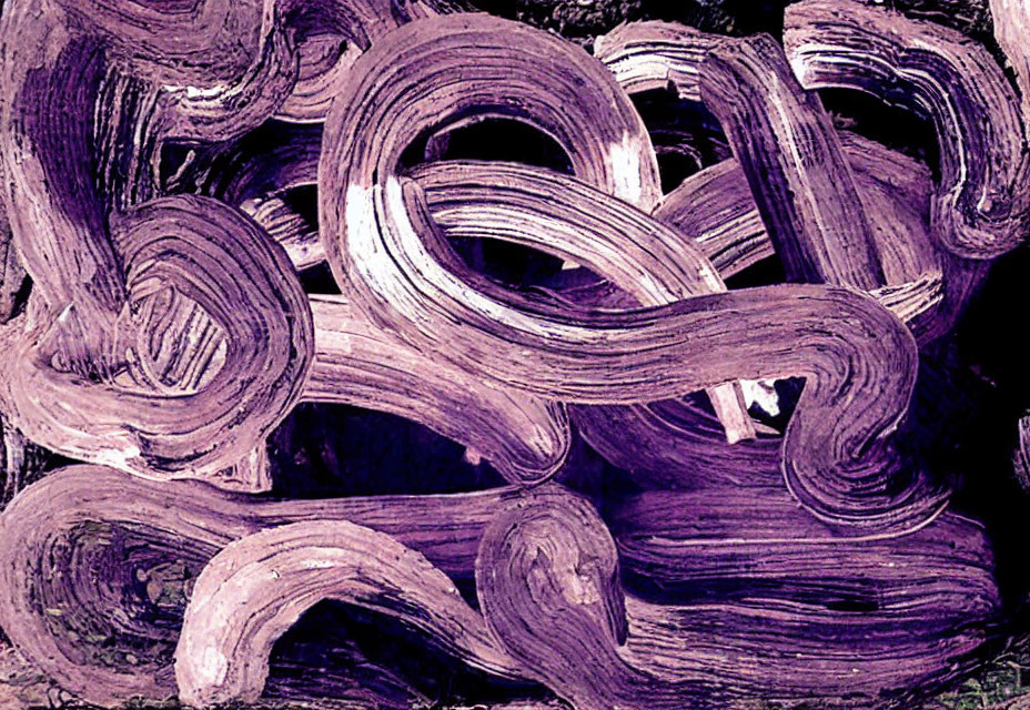 Purple and White Swirling Abstract Painting on Dark Background