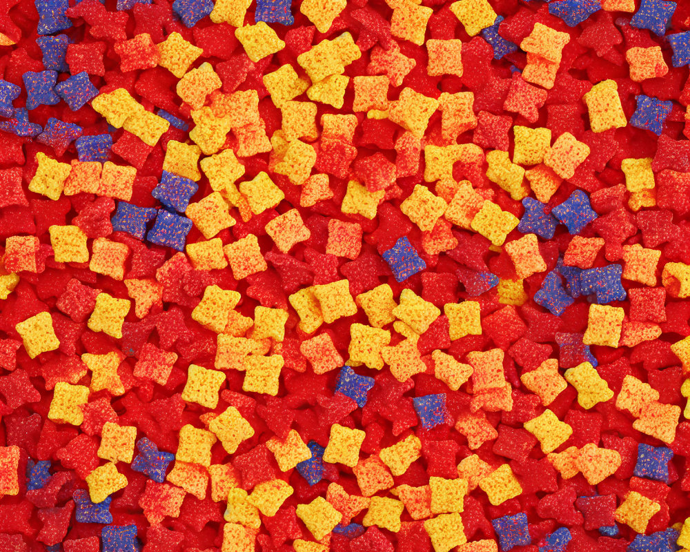 Colorful Close-Up of Red, Yellow, and Blue Foam Particles