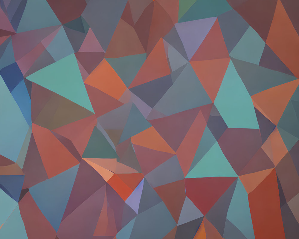 Colorful geometric abstract composition with blue, red, and brown triangles