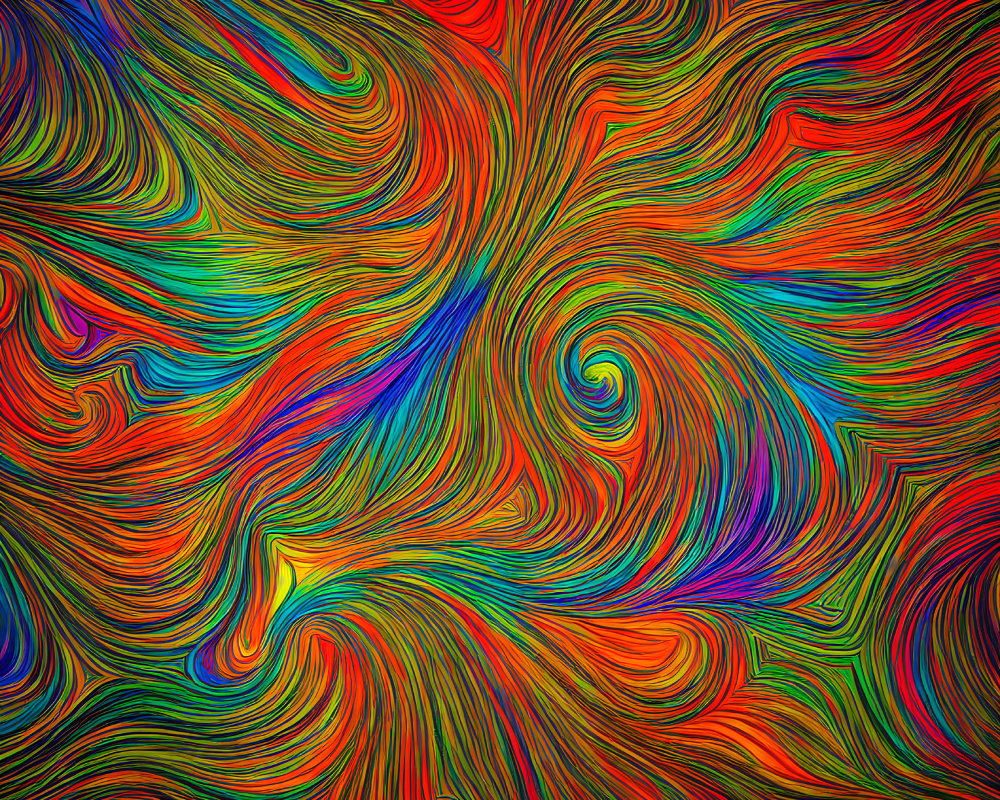 Colorful Abstract Digital Painting with Swirling Patterns