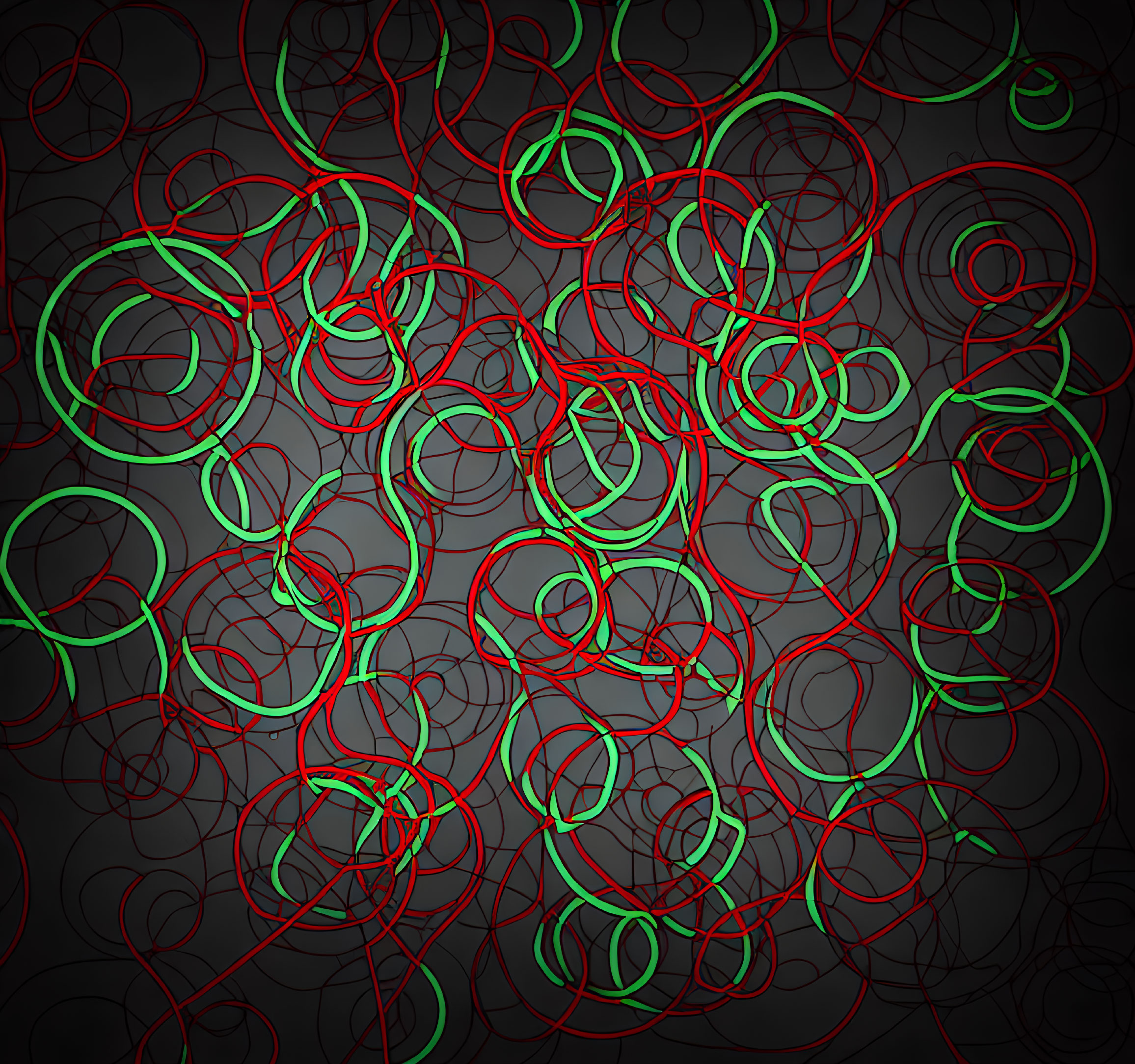 Abstract Red and Green Scribbles on Dark Background