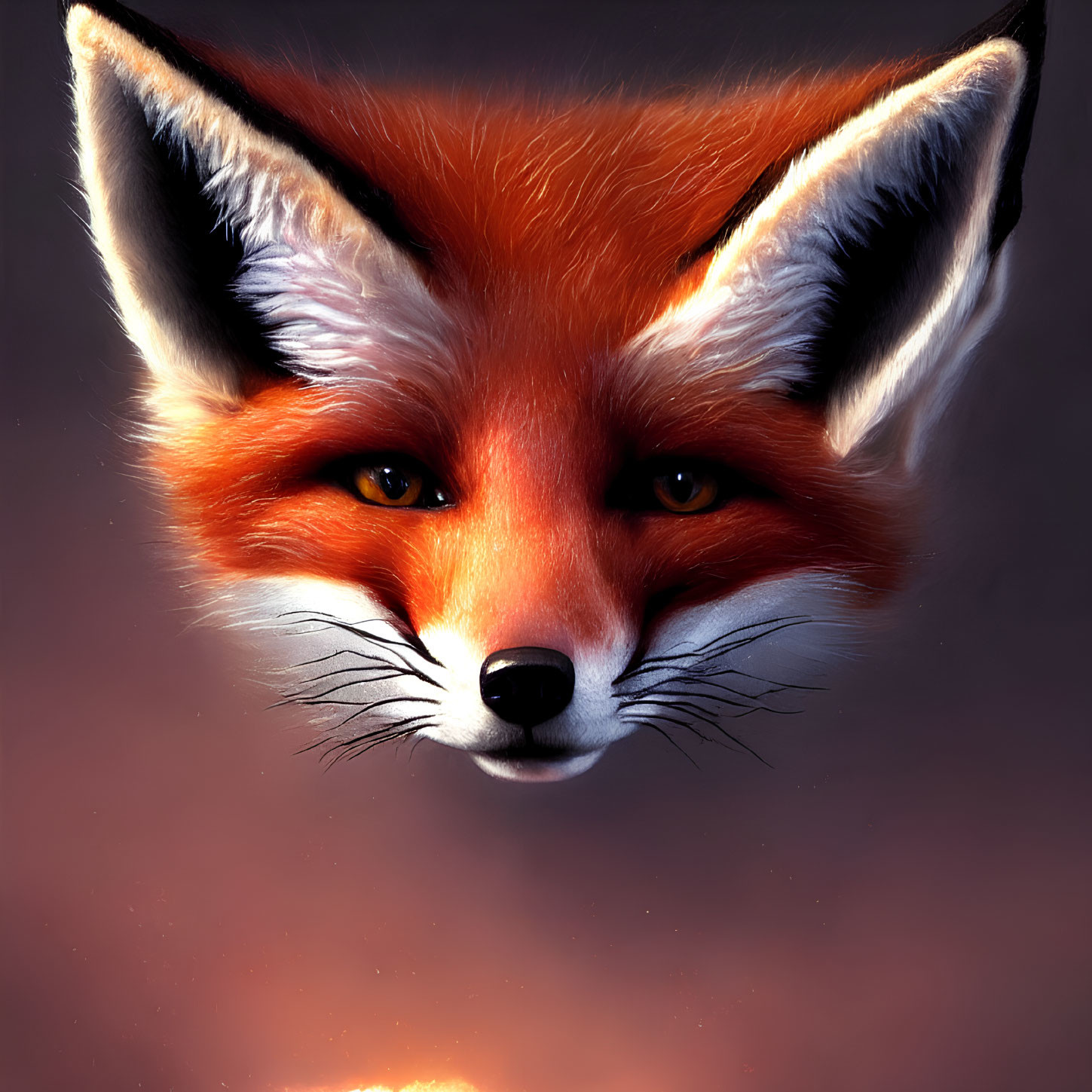 Detailed Red Fox Face with Intense Amber Eyes