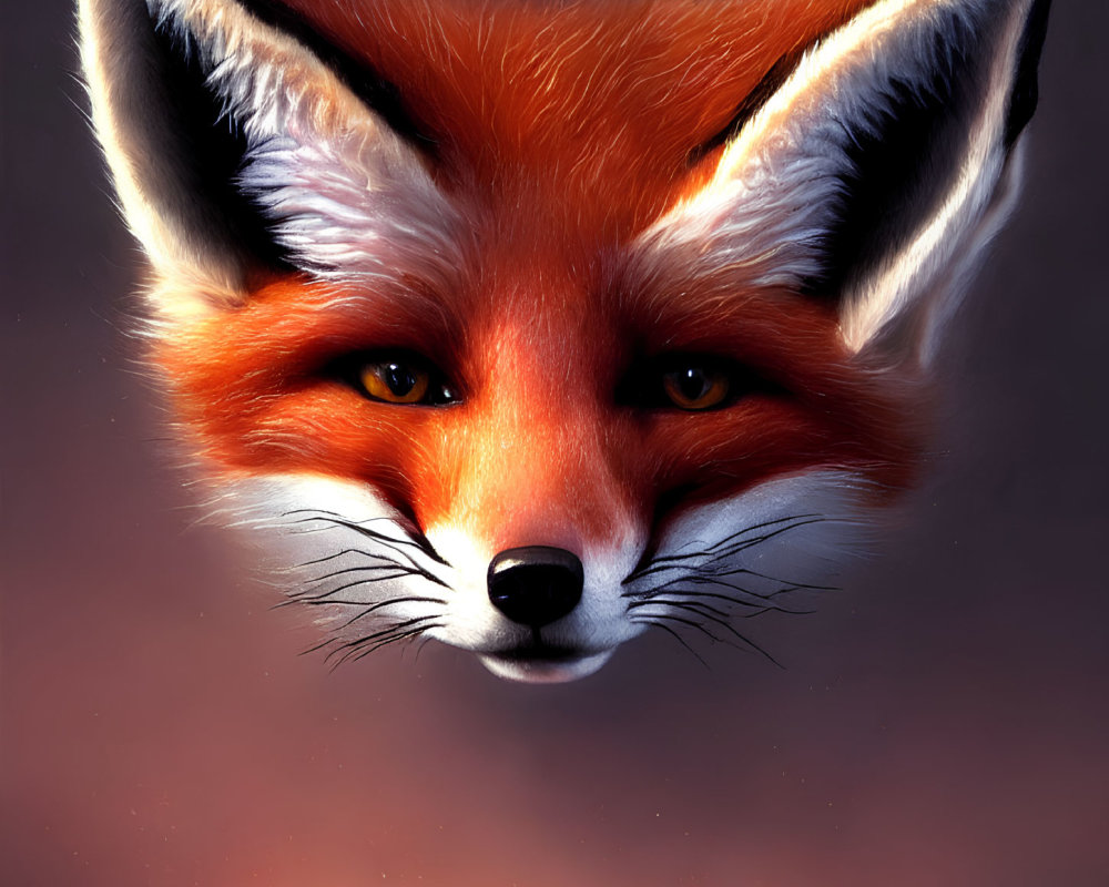 Detailed Red Fox Face with Intense Amber Eyes