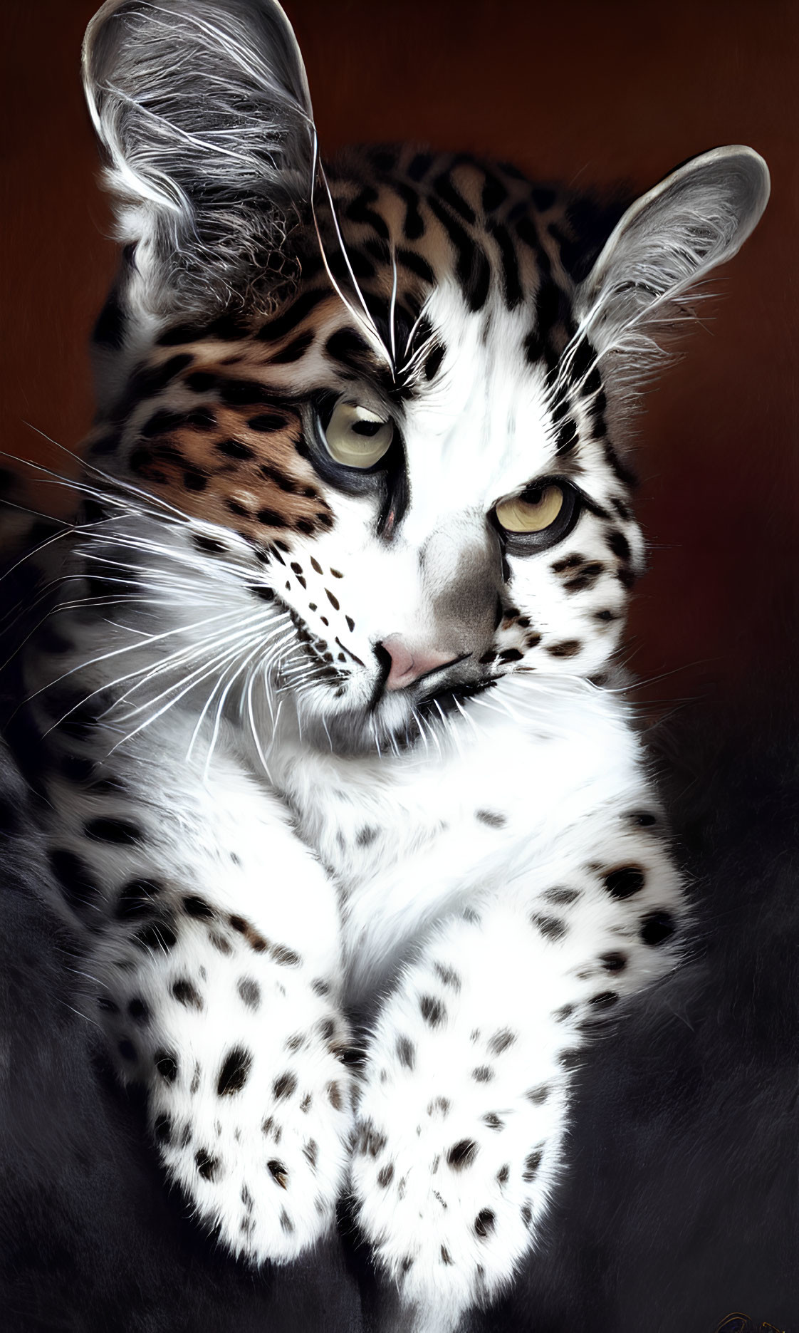 Detailed Ocelot Illustration with Fur Patterns and Yellow Eyes